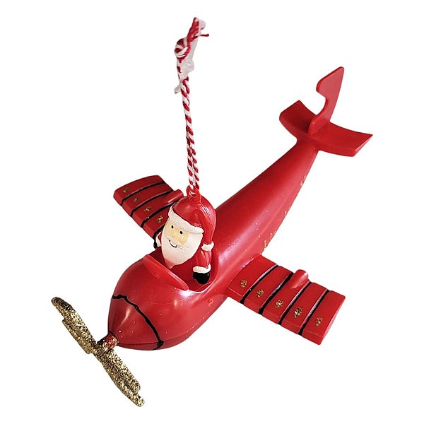 Enfeite de Pendurar de Natal - Avião com Noel - 16x11cm - 1 unidade - Rizzo