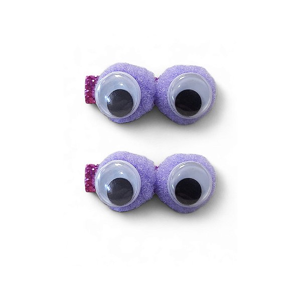Acessório Presilha Pompom com Olhos - Roxo - 2 unidades - Rizzo