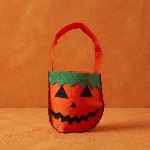 Sacola de Feltro de Halloween - Abóbora - 16x14,5cm - 1 unidade - Rizzo