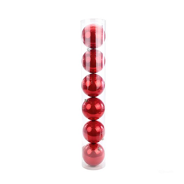 Bola de Natal Perolada - Vermelho - 8cm  - 6 unidades - Cromus - Rizzo