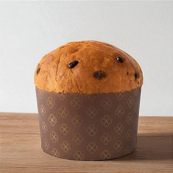 Forma Panetone 500g - Marrom Decorada com Trevos - 10 unidades - Ecopack - Rizzo