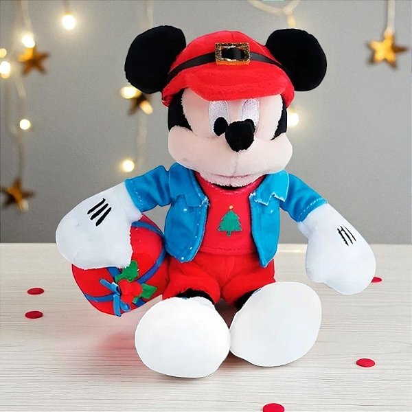 Pelúcia Mickey com Caixa de Presente - 32cm - Disney Original - 1 unidade - Cromus - Rizzo