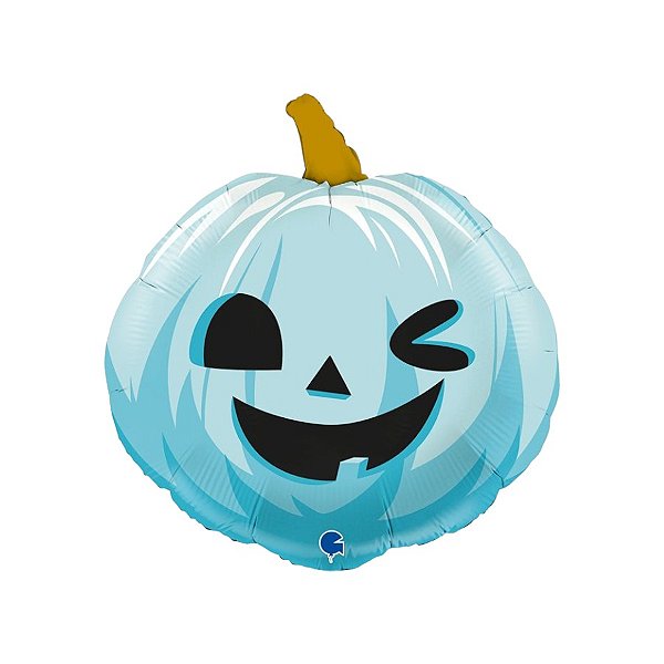 Balão de Festa Metalizado 22" 56cm - Abóbora Azul Divertida - 1 unidade - Rizzo