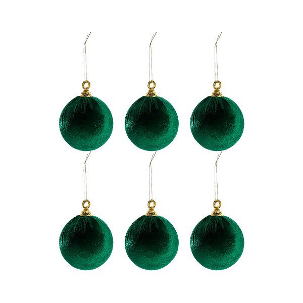 Bola de Natal Veludo - Verde - 8cm - 6 unidades - Cromus - Rizzo