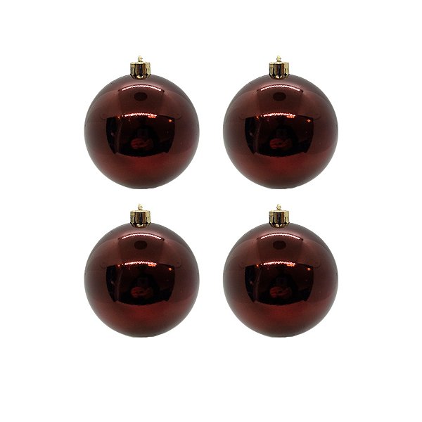 Bola de Natal Lisa Perolada - Vinho - 10cm - 4 unidades - Cromus - Rizzo