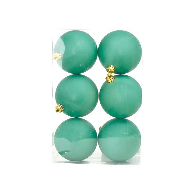 Bola de Natal Lisa - Verde Matte - 8cm  - 6 unidades - Cromus - Rizzo