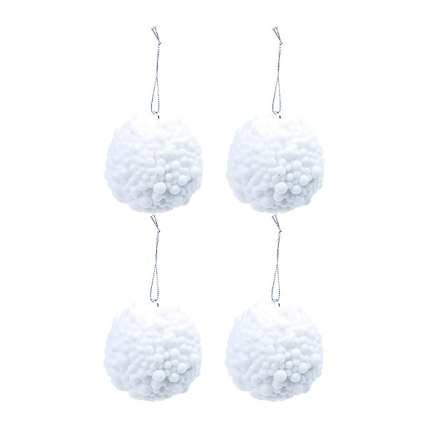 Bolas de Natal Paete Bolinhas - Branco - 10cm - 4 unidades - Cromus - Rizzo