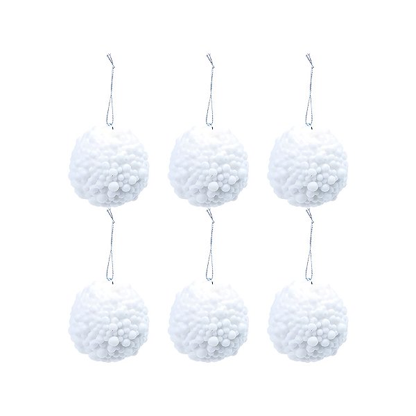 Bolas de Natal Paete Bolinhas - Branco - 8cm - 6 unidades - Cromus - Rizzo