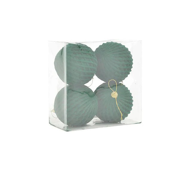 Bolas de Natal Paete - Verde - 10cm - 4 unidades - Cromus - Rizzo