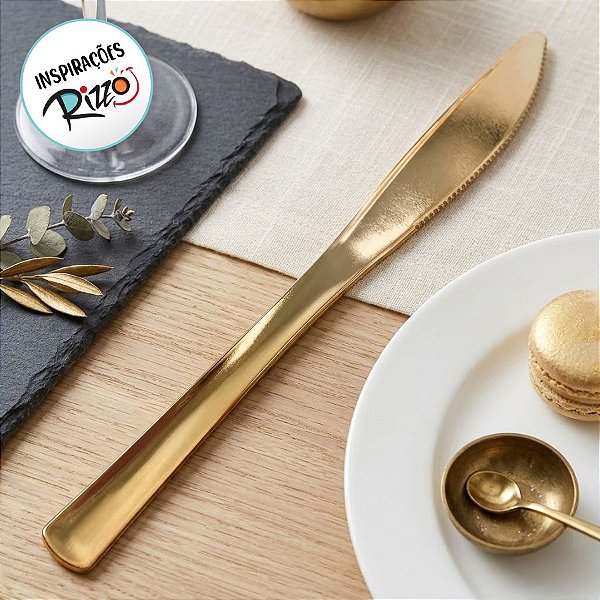 Faca Descartável Premium Ouro - 20cm - 6 unidades - Rizzo