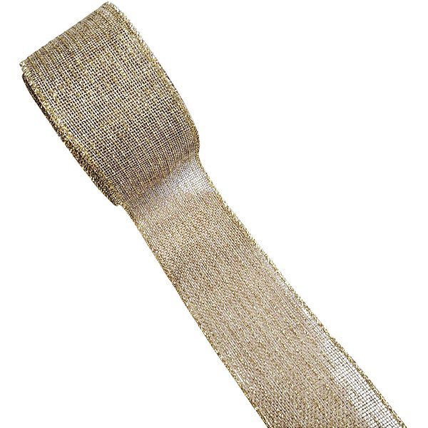 Fita Decorativa - Rústica com Glitter Dourado - 6,3x914cm - 1 unidade - Rizzo