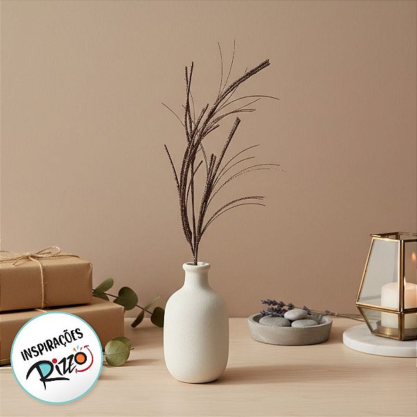 Galho Decorativo - Rose com Glitter - 79cm - 1 unidade - Rizzo