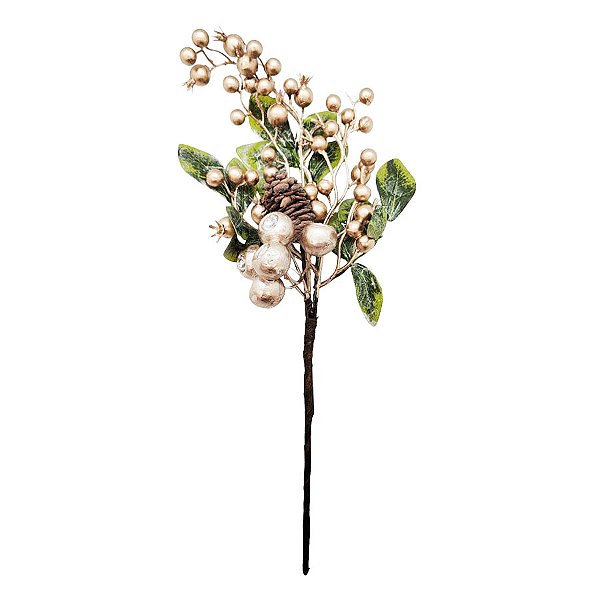 Galho Decorativo - Frutinhas Douradas - 40cm - 1 unidade - Rizzo