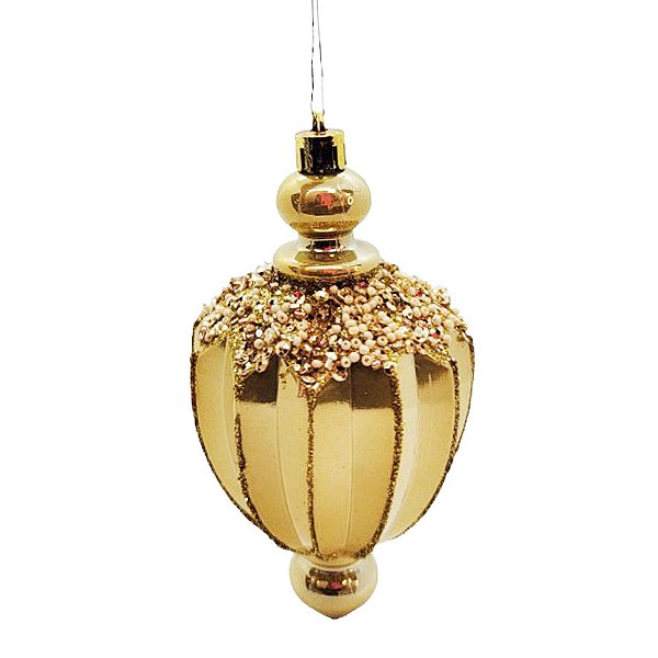 Enfeite de Pendurar de Natal - Pendente Dourado - 12,5x6cm - 2 unidades - Rizzo