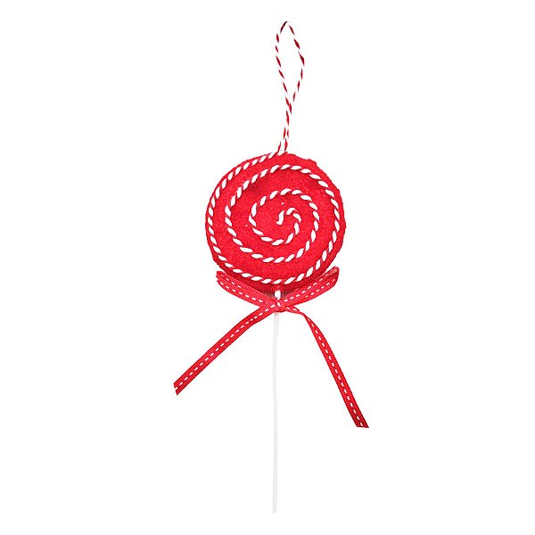 Enfeite de Pendurar de Natal - Pirulito Vermelho - 20x8cm - 1 unidade - Rizzo