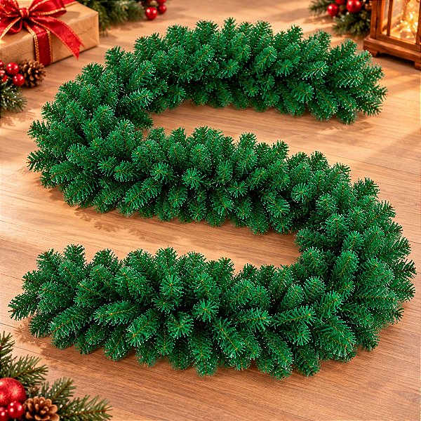 Festão de Natal Verde - 320 galhos - 270cm - Ref. RZO407 - 1 unidade - Rizzo