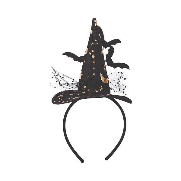 Tiara Bruxa Amaáia de Halloween - Preto - 27cm - 1 unidade - Cromus - Rizzo