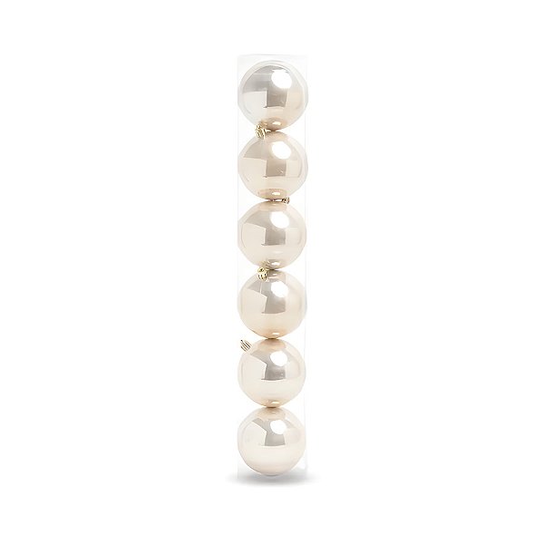 Bolas de Natal em Tubo - Champagne - 7cm - 6 unidades - Cromus - Rizzo