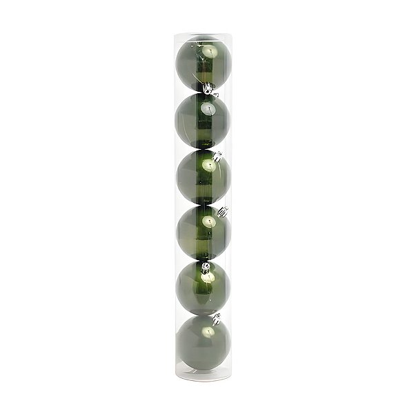 Bolas de Natal em Tubo - Verde - 8cm - 6 unidades - Cromus - Rizzo