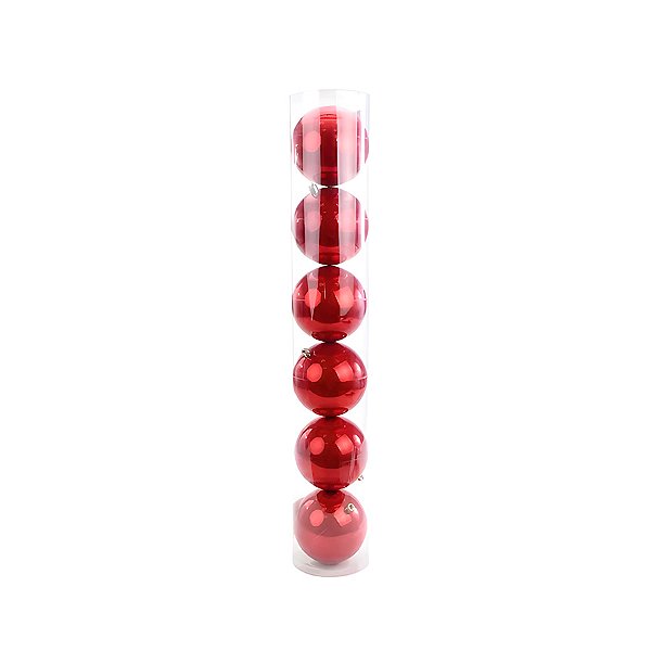 Bolas de Natal em Tubo - Vermelha - 7cm - 6 unidades - Cromus - Rizzo