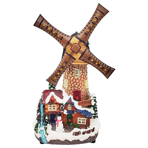 Enfeite de Natal - Moinho Com Luz e Movimento - 31x17x13cm - 1 unidade - Rizzo