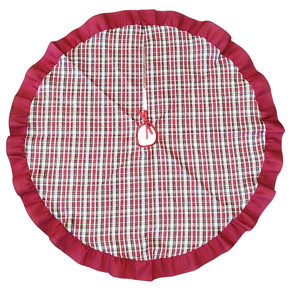 Saia para Árvore de Natal - Xadrez Vermelho e Verde - 120cm - 1 unidade - Rizzo