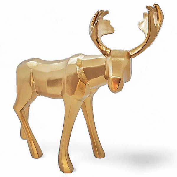 Enfeite de Natal em Resina - Alce Dourado - 30x28cm - 1 unidade - Rizzo