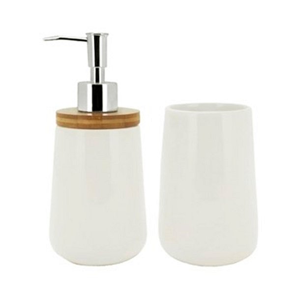 Kit para Banheiro Bambu White com 2 peças - 8,5x19cm - 1 unidade - Rizzo