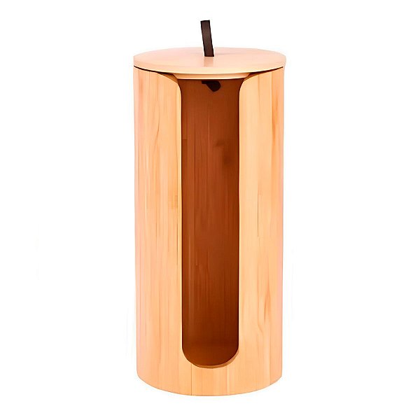 Porta Algodão Disco de Bambu com Tampa - 17,5x8cm - 1 unidade - Rizzo