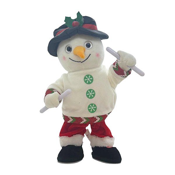 Pelúcia Boneco de Neve Dançarino com Som e Movimento - 30cm - 1 unidade - Rizzo