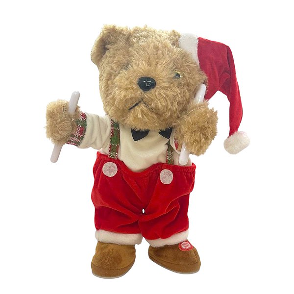 Pelúcia Urso de Natal Dançarino com Som e Movimento - 30cm - 1 unidade - Rizzo