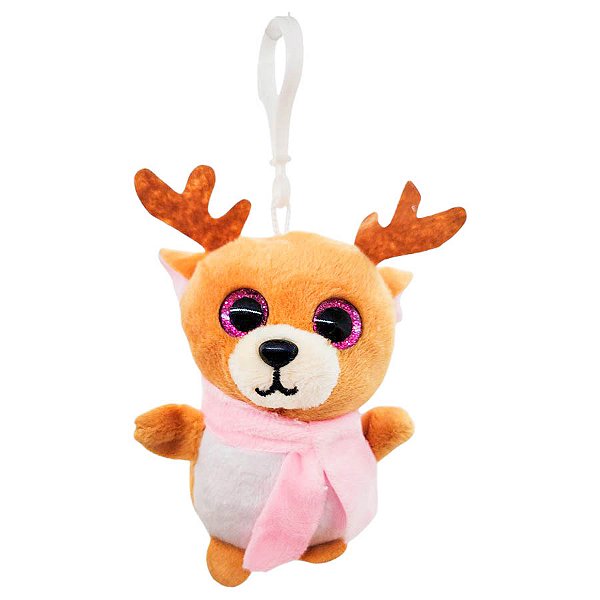 Rena com Cachecol Chaveiro de Pelúcia - 10cm - 1 unidade - Rizzo