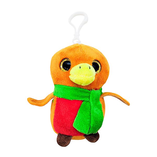 Pinguim Laranja com Cachecol Chaveiro de Pelúcia - 10cm - 1 unidade - Rizzo