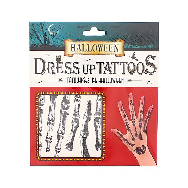 Tatuagem Temporária para Pele de Halloween - Esqueleto - 1 unidade - Rizzo
