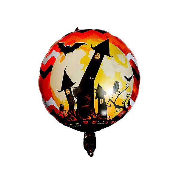 Balão de Festa Metalizado 18" 45cm - Halloween Castelo - 1 unidade - Rizzo