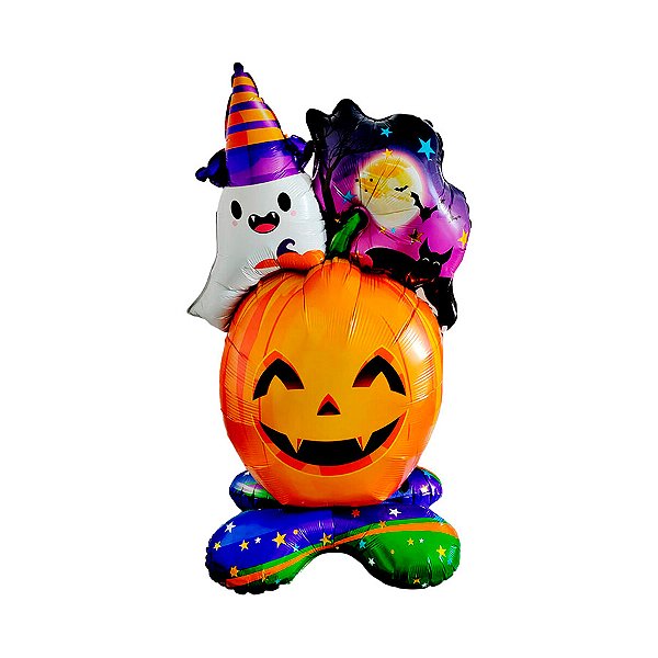 Balão de Festa Metalizado 45" 115cm - Halloween A Três - 1 unidade - Rizzo