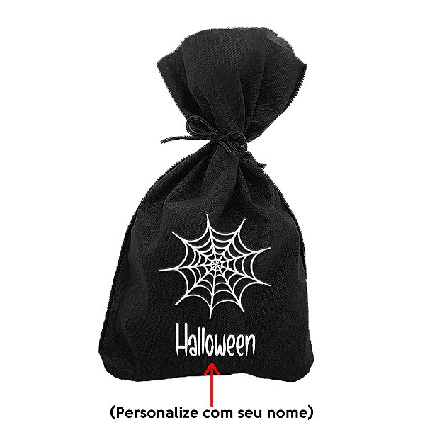 Saco para Surpresas de Halloween Personalizado - Teia - 13x25cm - 10 unidades - Rizzo