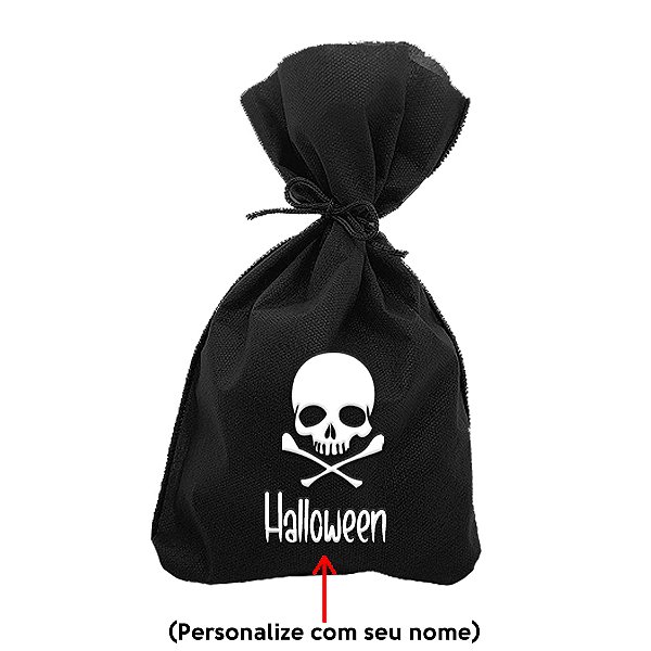 Saco para Surpresas de Halloween Personalizado - Caveira - 13x25cm - 10 unidades - Rizzo