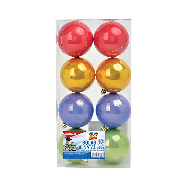 Bola de Natal Lisa Perolada - Toy Story Colorido - 8cm - Disney Original - 8 unidades - Cromus - Rizzo
