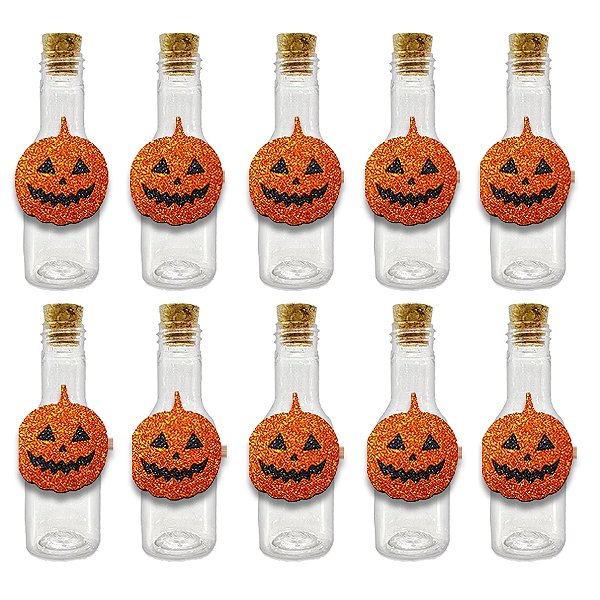 Garrafinha de Plástico com Aplique - Abóbora Halloween - 10 unidades - Rizzo