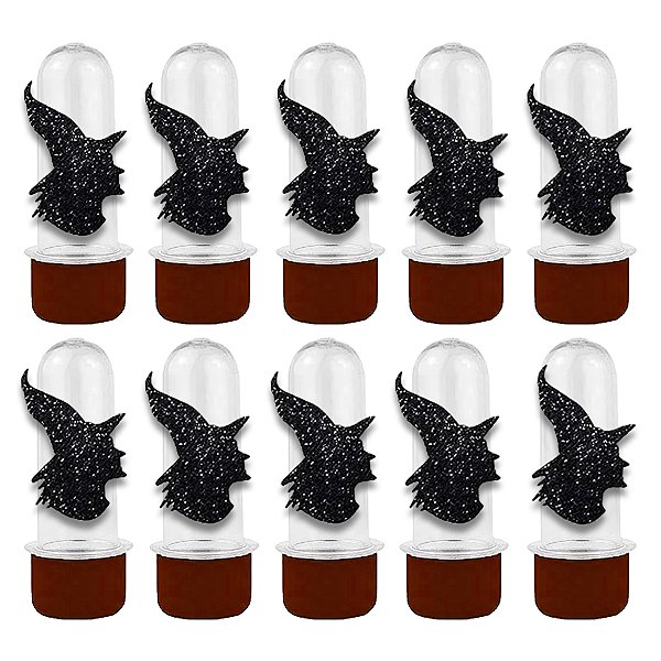 Mini Tubete com Aplique - Bruxa Halloween - Marrom - 10 unidades - Rizzo