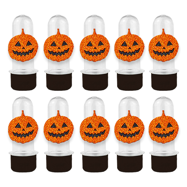 Mini Tubete com Aplique - Abóbora Halloween - Preto - 10 unidades - Rizzo