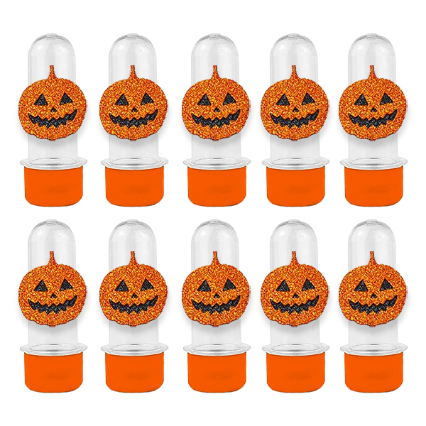 Mini Tubete com Aplique - Abóbora Halloween - Laranja - 10 unidades - Rizzo