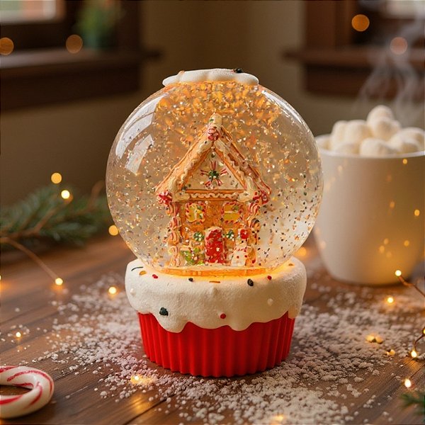 Cenário de Natal - Globo Casa Candy com Luz - 16cm - 1 unidade - Cromus - Rizzo