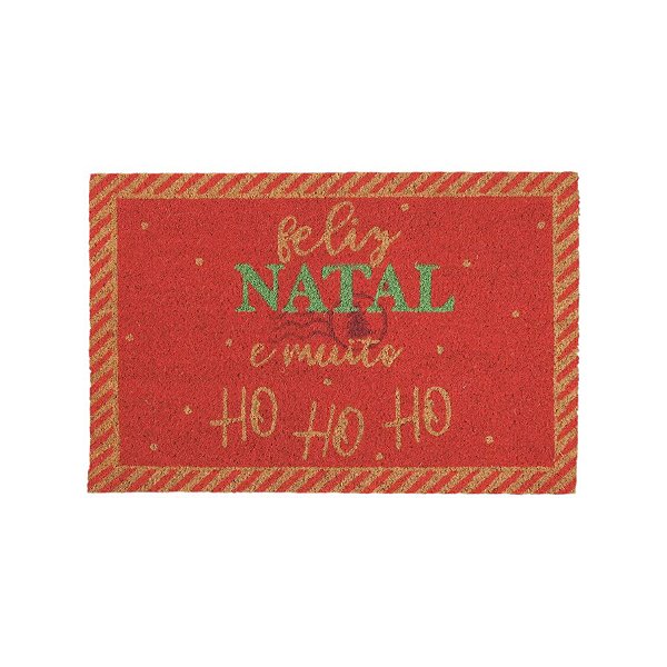 Capacho de Fibra - Feliz Natal HoHoHo - 60x40cm - 1 unidade - Cromus - Rizzo