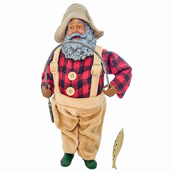 Papai Noel Negro Decorativo Pescador - 27cm - 1 unidade - Rizzo