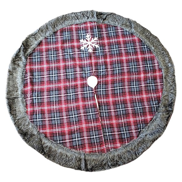 Saia para Árvore de Natal - Xadrez com Pelinhos - 120cm - 1 unidade - Rizzo