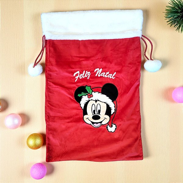 Saco de Presente Tecido - Mickey - 72x47cm - 1 unidade - Cromus - Rizzo
