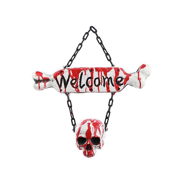 Enfeite para Porta Halloween - Placa Sangrenta "Welcome"  - 1 unidade - Cromus - Rizzo