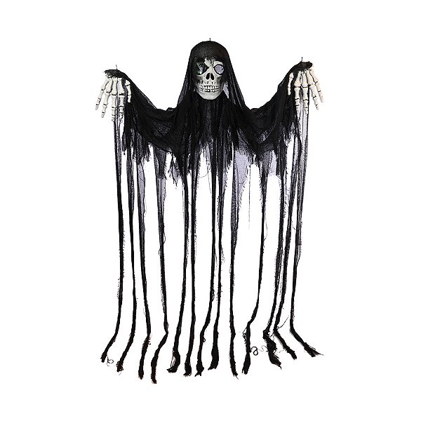 Enfeite Decorativo de Halloween - Caveira Austin Cortina com LED - 225cm - 1 unidade - Cromus - Rizzo
